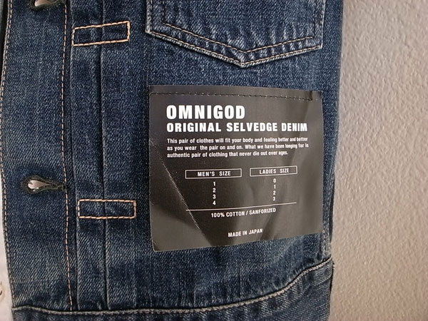OMNIGOD  2nd type jacket  サイズ : ２

サイズ：肩幅 38cm　身幅：43cm　着丈：52cm　袖丈：57cm
素材：コットン100%
日本製

※商品（税込）￥24,840
※金額は消費税・送料（一律￥648）が加算された金額となります。